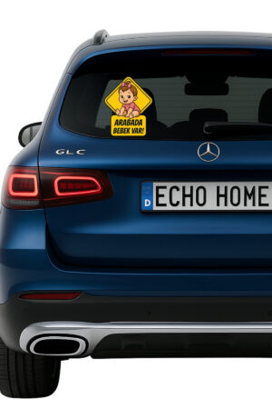 Araba Arkası Arabada Bebek Var Sticker Oto Sticker – Pembe Fiyonklu Kız Bebek Modeli - Görsel 3