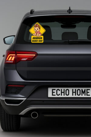 Araba Arkası Arabada Bebek Var Sticker Oto Sticker – Pembe Fiyonklu Kız Bebek Modeli - Görsel 5