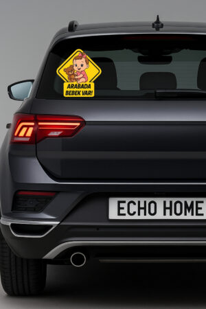 Araba Arkası Arabada Bebek Var Sticker Oto Sticker – Ayıcık Tutan Pembe Fiyonklu Kız Bebek - Görsel 5