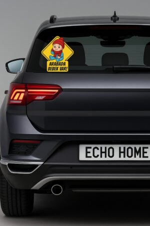 Araba Arkası Arabada Bebek Var Sticker Oto Sticker – Kırmızı Bereli Erkek Bebek Modeli - Görsel 5