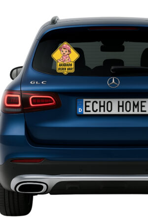 Araba Arkası Arabada Bebek Var Sticker Oto Sticker – Pembe Şapkalı Kız Bebek - Görsel 3
