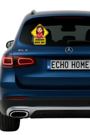 Araba Arkası Arabada Bebek Var Sticker Oto Sticker – Pembe Tulumlu Atkılı Kız Bebek - Görsel 3