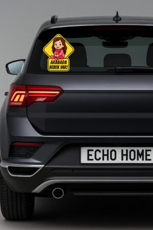 Araba Arkası Arabada Bebek Var Sticker Oto Sticker – Pembe Tulumlu Atkılı Kız Bebek - Görsel 5