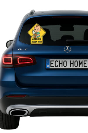 Araba Arkası Arabada Bebek Var Sticker Oto Sticker – Biberonlu Oyuncaklı Erkek Bebek - Görsel 3