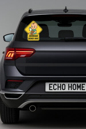 Araba Arkası Arabada Bebek Var Sticker Oto Sticker – Biberonlu Oyuncaklı Erkek Bebek - Görsel 5