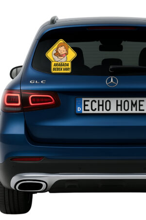 Araba Arkası Arabada Bebek Var Sticker Oto Sticker – Uyuyan Oyuncaklı Kız Bebek - Görsel 3