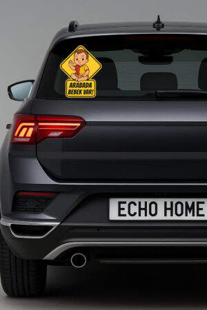 Araba Arkası Arabada Bebek Var Sticker Oto Sticker – Sarı Kırmızı Tişörtlü Erkek Bebek - Görsel 5