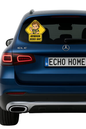 Araba Arkası Arabada Bebek Var Sticker Oto Sticker – Sarı Lacivert Tişörtlü Erkek Bebek - Görsel 3